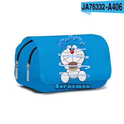 Magic Blue 3D Doraemon Double-Layer Pencil Case - Pop-Up Cartoon School Supplies for Students