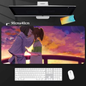 Spirited Away Chihiro & Haku Sunset Scene Oversized Mouse Pad (90cm×40cm) - Studio Ghibli Anime Desk Mat for Fans