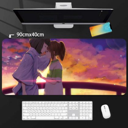 Spirited Away Chihiro & Haku Sunset Scene Oversized Mouse Pad (90cm×40cm) - Studio Ghibli Anime Desk Mat for Fans