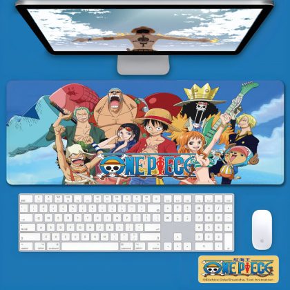 Large One Piece Anime Mouse Pad with Luffy, Zoro, Nami & Straw Hat Pirates Crew - Extended Gaming & Office Desktop Mat for Gamers & Fans (Crossborder)