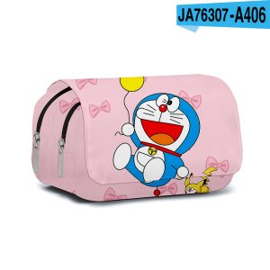 Magic Pink 3D Doraemon Double-Layer Pencil Case - Cute Cartoon School Supplies for Students