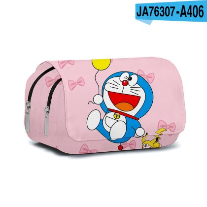 Magic Pink 3D Doraemon Double-Layer Pencil Case - Cute Cartoon School Supplies for Students