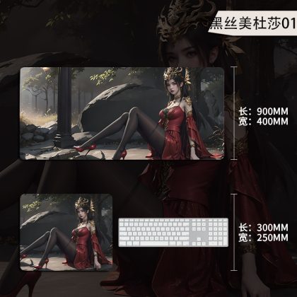 Oversized Chinese Anime Medusa in Stockings Gaming Mouse Pad - Large Desk Mat for Office