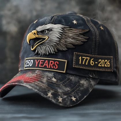 Vintage Washed 3D Embroidered Eagle Head Baseball Cap - Navy Commando Style Fishing Hat for Men/Women, 250th Anniversary Edition (1776 - 2026) Outdoor Adventure Cap