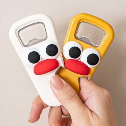 2 Pack Cartoon Big Eyes Red Mouth 3D Bottle Opener - Cute Beer Opener Set for Kitchen, Bar & Parties, Creative Novelty Drink Opener Gift