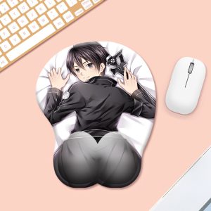 Cute Anime Kirito Wrist Rest Mouse Pad Small Silicone Gel Mouse Mat for Computer Desk - Ergonomic Comfort for Gamers & Office Workers (Sword Art Online Merch)