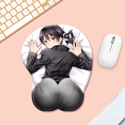 Cute Anime Kirito Wrist Rest Mouse Pad Small Silicone Gel Mouse Mat for Computer Desk - Ergonomic Comfort for Gamers & Office Workers (Sword Art Online Merch)