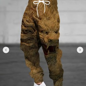 Chinese Dragon 3D Print Men's Stone Color Casual Sweatpants – Premium Versatile Style for Western Outfits!