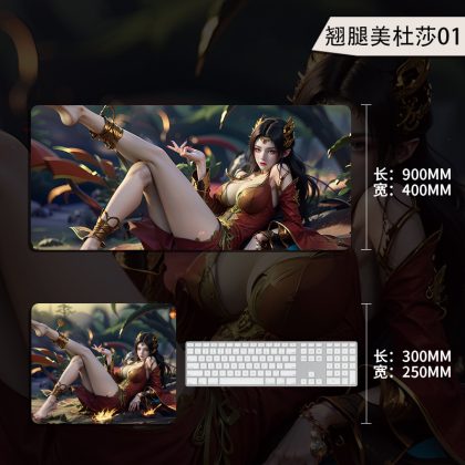 Seductive Medusa with Legs Up Pose Anime Mouse Pad | 900x400mm & 300x250mm Non-Slip Desk Mat for Gaming and Office Decor