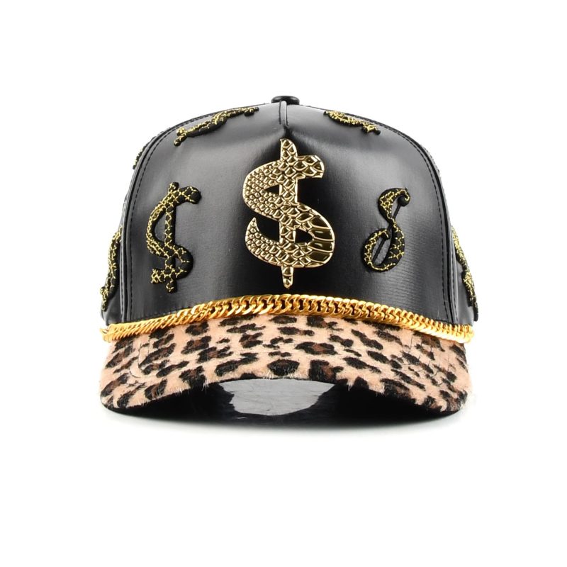 Leather Baseball Cap - 5-Panel Stylish Design with Decorative Accessories, Leopard Print Unisex Hat! - Image 4