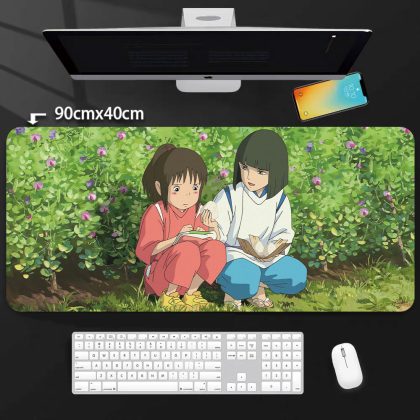 Spirited Away Chihiro & Haku Garden Scene Oversized Mouse Pad (90cm×40cm) - Studio Ghibli Anime Desk Mat for Fans