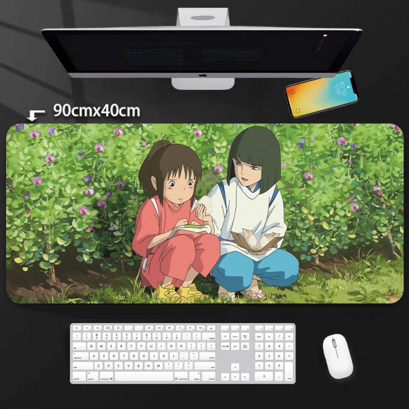 Spirited Away Chihiro & Haku Garden Scene Oversized Mouse Pad (90cm×40cm) - Studio Ghibli Anime Desk Mat for Fans