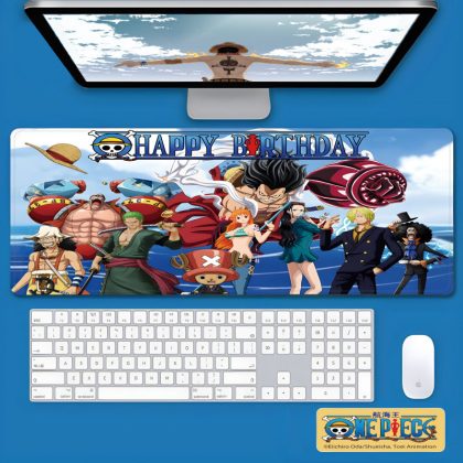 ONE PIECE Large Gaming Mouse Pad - Cartoon Anime Desk Mat with Luffy, Zoro, Nami & Straw Hat Crew | Extended Computer Game & Office Desk Pad for Fans