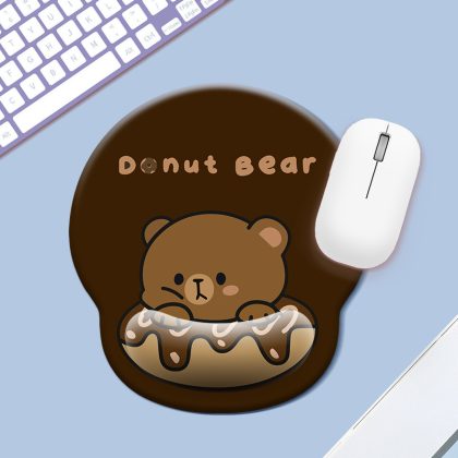 Kawaii Astronaut Cat Moon Gel Wrist Rest Mouse Pad - Small Soft Silicone Mouse Mat with Ergonomic Wrist Support for Computer/Laptop