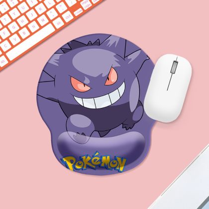 Pokémon Gengar Gel Wrist Rest Mouse Pad, Small Cute Cartoon Computer Mousepad with Soft Silicone Wrist Support for Desk Work/Gaming - Ergonomic Office Accessory