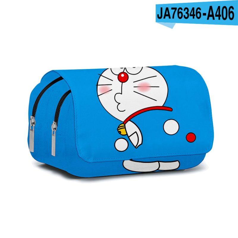 Official Doraemon 3D Print Blue Double-Layer Pencil Case - Cartoon School Supplies for Students