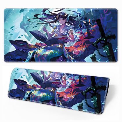 Oversized Mermaid Anime Gaming Mouse Pad - Locked Edge, Smooth Surface for Esports & Desk