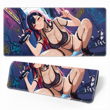 Oversized Sexy Anime Girl Gaming Mouse Pad - Locked Edge, Smooth Surface for Esports & Desk