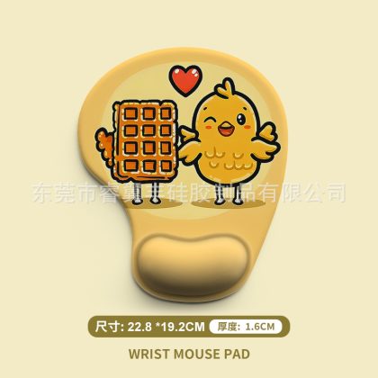 Cute Chick & Waffle Silicone Wrist Rest Mouse Pad - Non - Slip, Durable for Office, Ergonomic Comfort