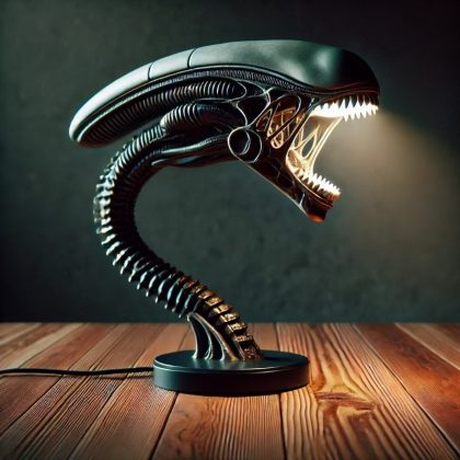 Alien Xenomorph Table Lamp: Unique Resin Decorative Light for Bedroom and Home