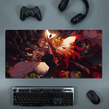 Demon Slayer Rengoku vs Akaza Extra Large Anime Gaming Mouse Pad - Oversized Desk Mat for Computer Keyboard, Gamer & Office