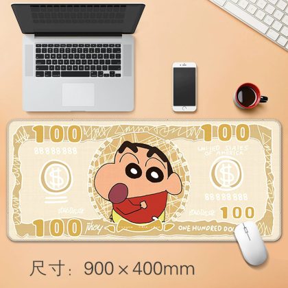 Shin Chan Cartoon Banknote Extra Large Mouse Pad - Creative Office Desk Mat with Anti-Slip & Precision Edging | Gaming & Work Accessory