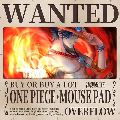 One Piece Portgas D. Ace Wanted Poster Mouse Pad - Extra Large Gaming & Keyboard Mat for Anime Enthusiasts | High-Precision, Fade-Resistant Desk Pad