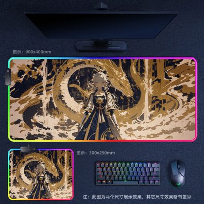 Genshin Impact Ningguang RGB - Lit Extra Large Thick Gaming Mouse Pad - Perfect for Internet Cafes, Office & Esports Setups