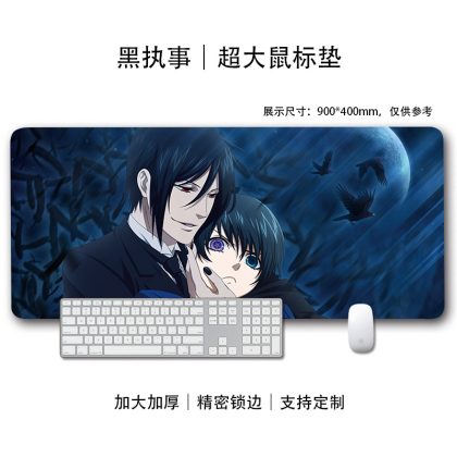 Black Butler Ciel Phantomhive & Sebastian Michaelis Moonlit Raven Extra Large Mouse Pad - Anime Gaming & Keyboard Mat for Fans | High-Precision, Edge-Locked Desk Pad