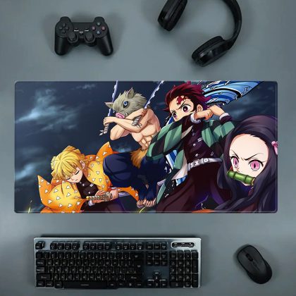 Demon Slayer Main Team (Tanjiro, Nezuko, Zenitsu, Inosuke) Extra Large Anime Gaming Mouse Pad - Oversized Desk Mat for Computer Keyboard, Gamer & Office