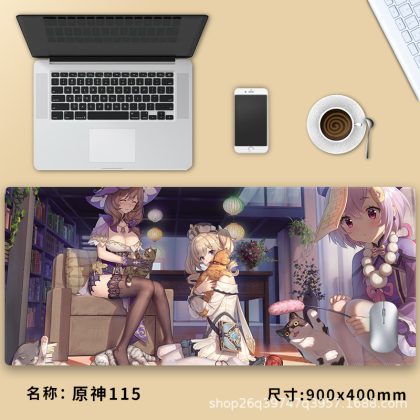 Genshin Impact Lisa, Barbara & Qiqi Cat Lovers Extra - Large Gaming Mouse Pad - Ideal for Gamers and Genshin Impact Fans