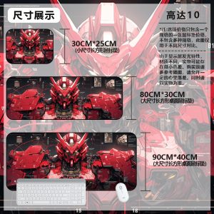 Gundam Red Mecha Technical Blueprint Extra Large Mouse Pad - Anime Gaming & Keyboard Mat for Mecha Fans | High-Precision, Thick Desk Pad