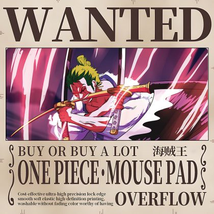 One Piece Zoro (Wano Arc) Extra - Large Gaming Mouse Pad - Dynamic Swordfight Design for Pirates and Gamers