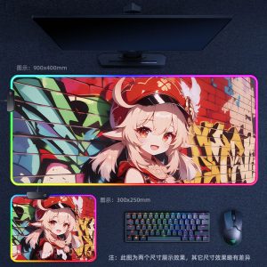Genshin Impact Klee Graffiti - Style RGB - Lit Extra Large Thick Gaming Mouse Pad - Perfect for Internet Cafes, Office & Esports Setups