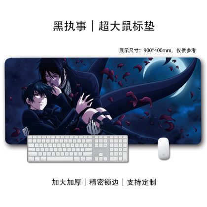 Black Butler Ciel Phantomhive & Sebastian Michaelis Moonlit Rose Extra Large Mouse Pad - Anime Gaming & Keyboard Mat for Fans | High-Precision, Edge-Locked Desk Pad