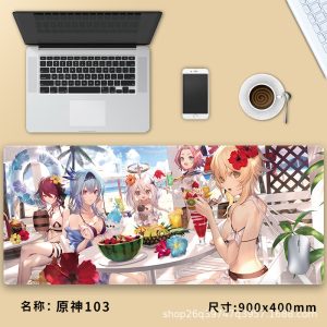 Genshin Impact Summer Beach Character Collage Extra - Large Gaming Mouse Pad - Perfect for Gamers and Genshin Impact Fans