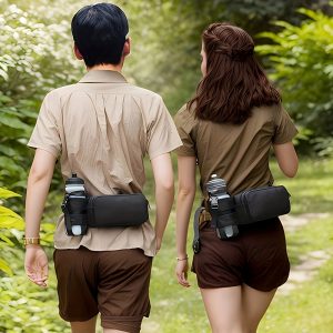 Waterproof Sport Fanny Pack with Water Bottle Holder - Large Capacity Waist Bag for Morning Exercise, Running & Outdoor Activities