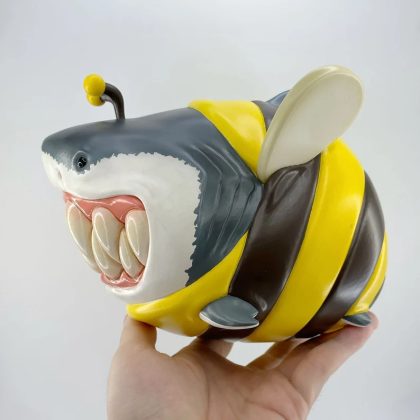 Quirky Bee - Costumed Shark Resin Figurine | Cute Cartoon Animal Statue for Living Room/Office Desktop Home Decor