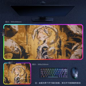 Genshin Impact Yoimiya RGB - Lit Extra Large Thick Gaming Mouse Pad - Great for Internet Cafes, Office & Esports Setups