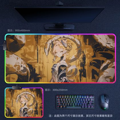Genshin Impact Yoimiya RGB - Lit Extra Large Thick Gaming Mouse Pad - Great for Internet Cafes, Office & Esports Setups