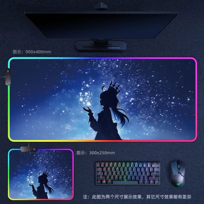 Genshin Impact Fischl RGB - Lit Extra Large Thick Gaming Mouse Pad - Ideal for Internet Cafes, Office & Esports Setups