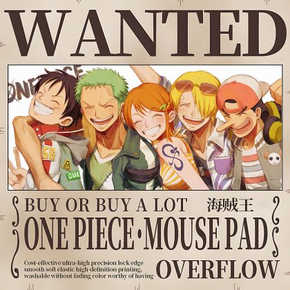 One Piece Straw Hat Crew Youthful Grin Extra - Large Gaming Mouse Pad - Iconic Pirate Team Design for Fans and Gamers