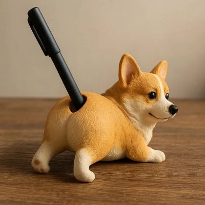 Adorable Corgi Butt-Shaped Pen Holder - Creative Desk Organizer & Cute Home Decor (15x8cm) for Office/Living Room