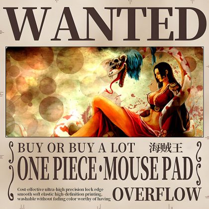 One Piece Boa Hancock Wanted Poster Mouse Pad - Extra Large Gaming & Keyboard Mat for Anime Fans | High-Precision, Washable Desk Pad