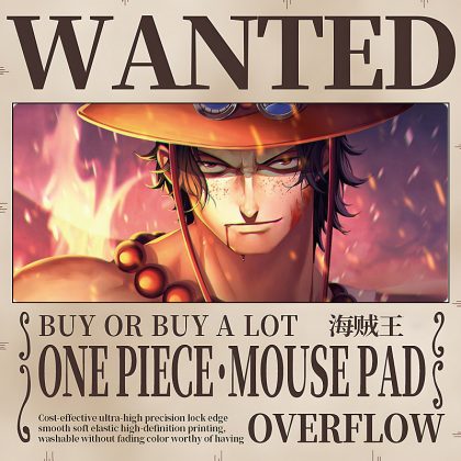 One Piece Portgas D. Ace Fiery Resolve Extra - Large Gaming Mouse Pad - Legendary Pirate Brother Design for Fans and Gamers