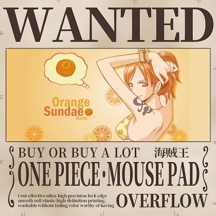 One Piece Nami Orange Sundae Extra - Large Gaming Mouse Pad - Vibrant Navigator Design for Fans and Gamers