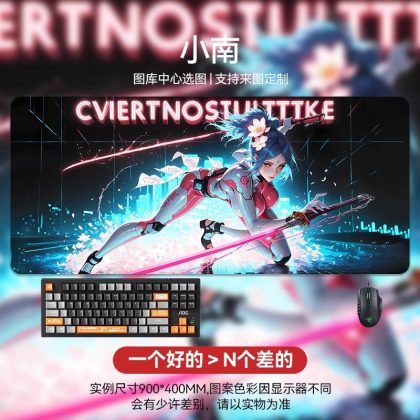 Cyber Anime Girl Konan Extra Large Gaming Mouse Pad - Oversized Desk Mat for Computer Keyboard, Gamer & Office