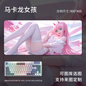 Macaron Girl Anime Extra Large Gaming Mouse Pad - Oversized Desk Mat for Computer Keyboard, Gamer & Office