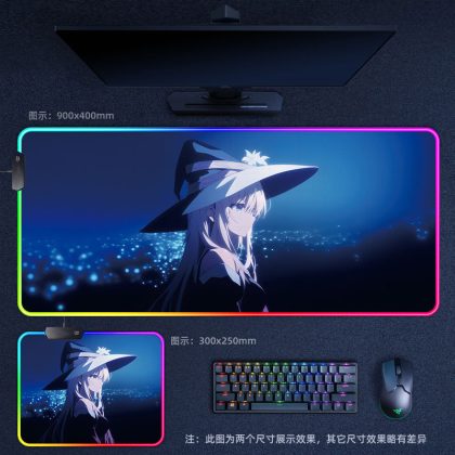 Anime Witch Girl RGB - Lit Extra Large Thick Gaming Mouse Pad - Perfect for Internet Cafes, Office & Esports Setups