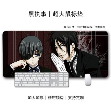 Black Butler Ciel Phantomhive & Sebastian Michaelis Extra Large Mouse Pad - Anime Gaming & Keyboard Mat for Fans | High-Precision, Edge-Locked Desk Pad
